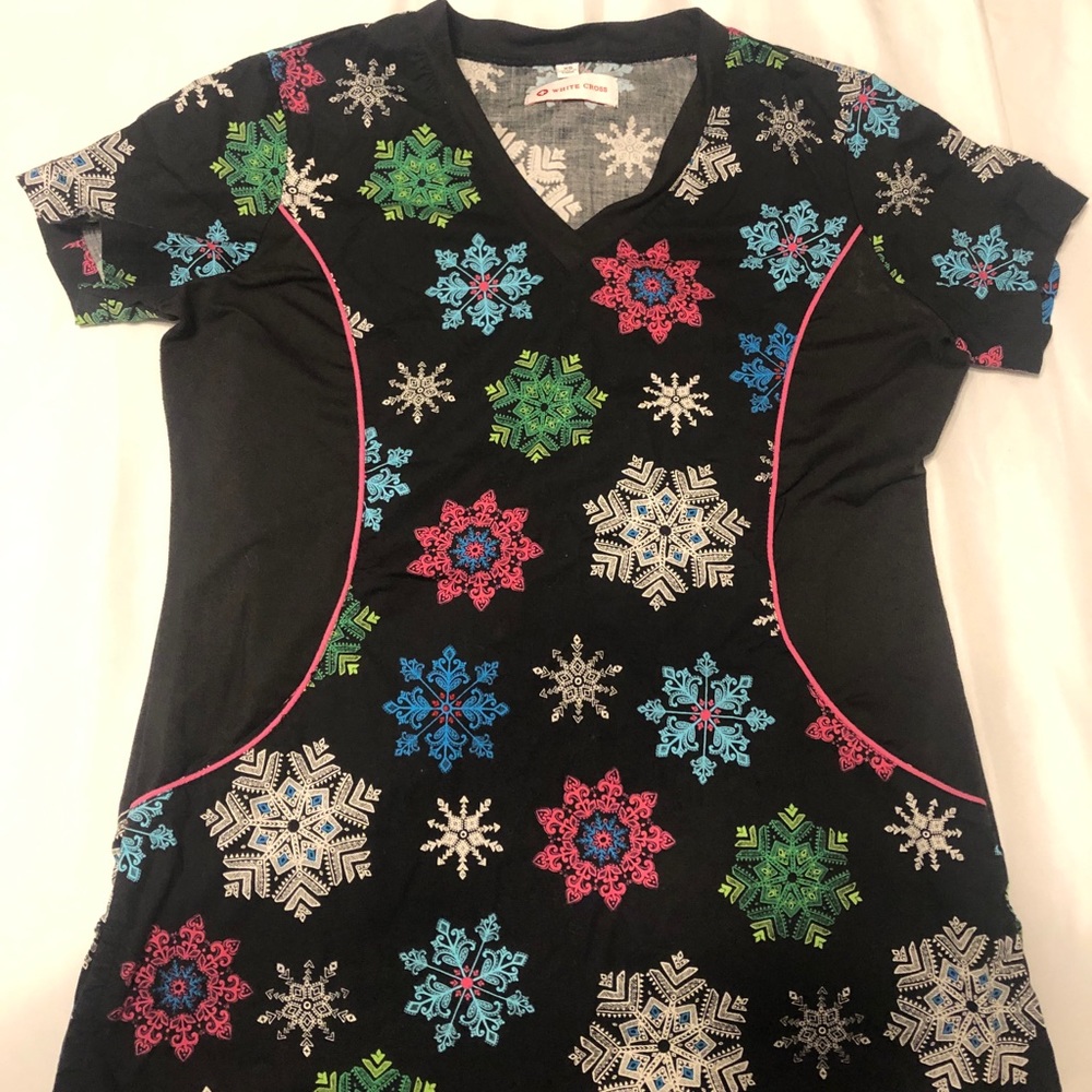 White cross scrub top